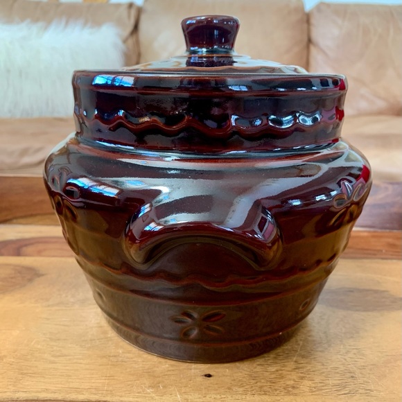 Vintage Mar Crest Oven Proof Stoneware Crock Baked Bean Pot With Lid - Picture 2 of 10